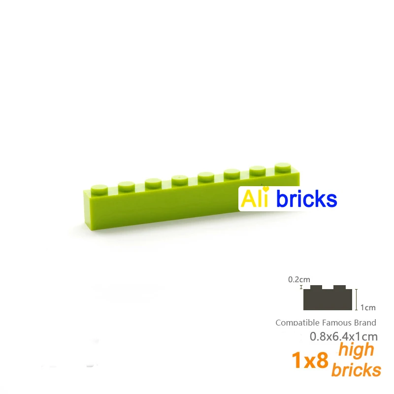 10pcs Bulk Blocks Building Bricks Thick 1X8 Educational Assemblage Construction Toys for Children Size Compatible With Brand