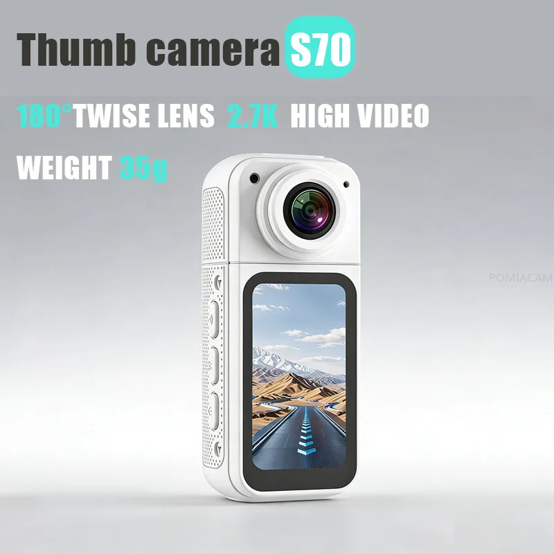 

Носимая камера S70 2.7K с Wi-Fi и управлением через приложение, 180° ° Портативная магнитная камера с вращающимся объективом для путешествий, спорта и видеоблогов