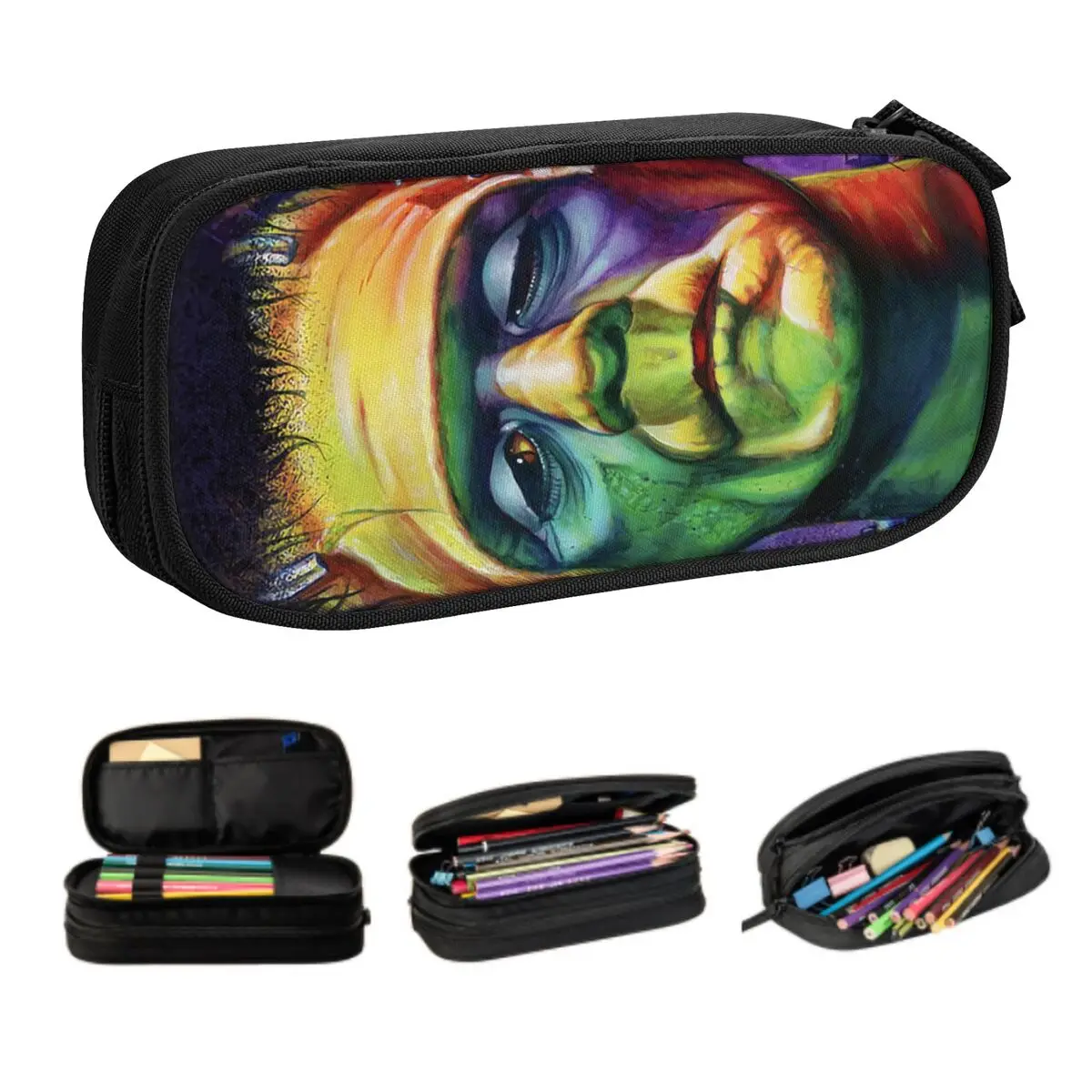 Custom Horror Halloween Monster Kawaii Pencil Cases Boys Gilrs Big Capacity Frankenstein Pencil Box Students Stationery