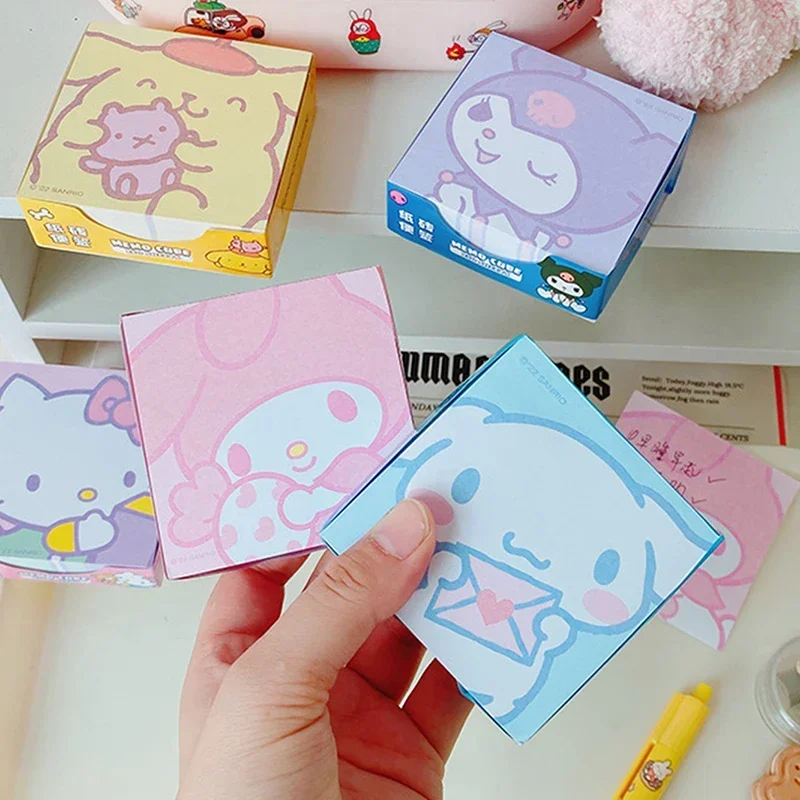250 шт., бумага для заметок «Hello Kitty», Kawaii Kuromi Melody Cinnamoroll, декоративная бумага для заметок, школьные канцелярские принадлежности