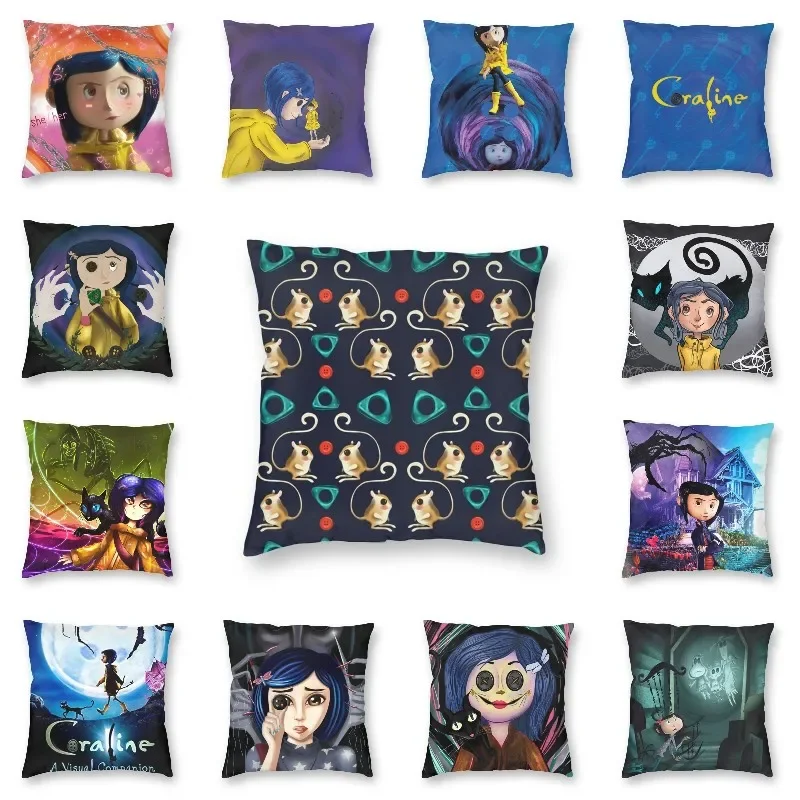 

Coraline Inspired Pattern Cushion Covers Sofa Living Room TV Movie Square Throw Pillow Case Office Decorative Pillowcases