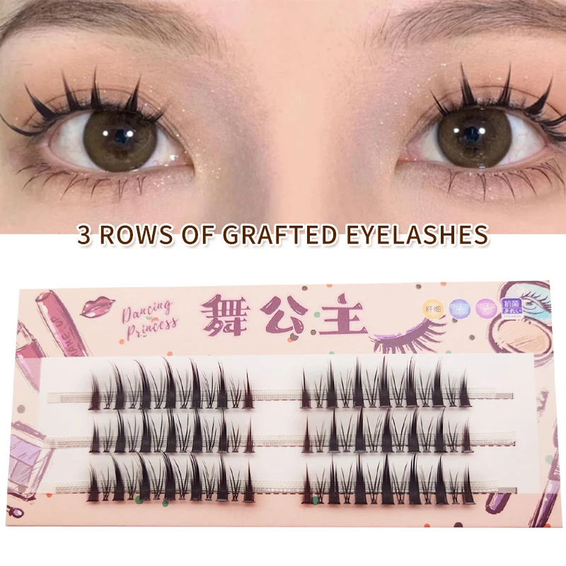 DINGSEN 3 Reihen Natürliche Flauschige Cluster-Wimpern Einzelne Manga-Wimpern Künstliche Wimpern für DIY-Verlängerungen Anime-Stil für Anfänger – Detail 4