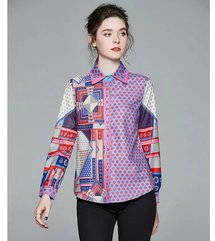 FANIECES Fashion Print Women Shirt Vintage Luxury  Blouse Elegant Office Ladies OL Work Shirt Autumn Long Sleeve Casual Clothes