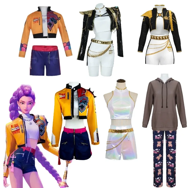 

Anime Kpop Demon Hunters Rumi Cosplay Costume Black Golden Unifrom Suit for Girls Huntrix Role Playing Halloween Outfits