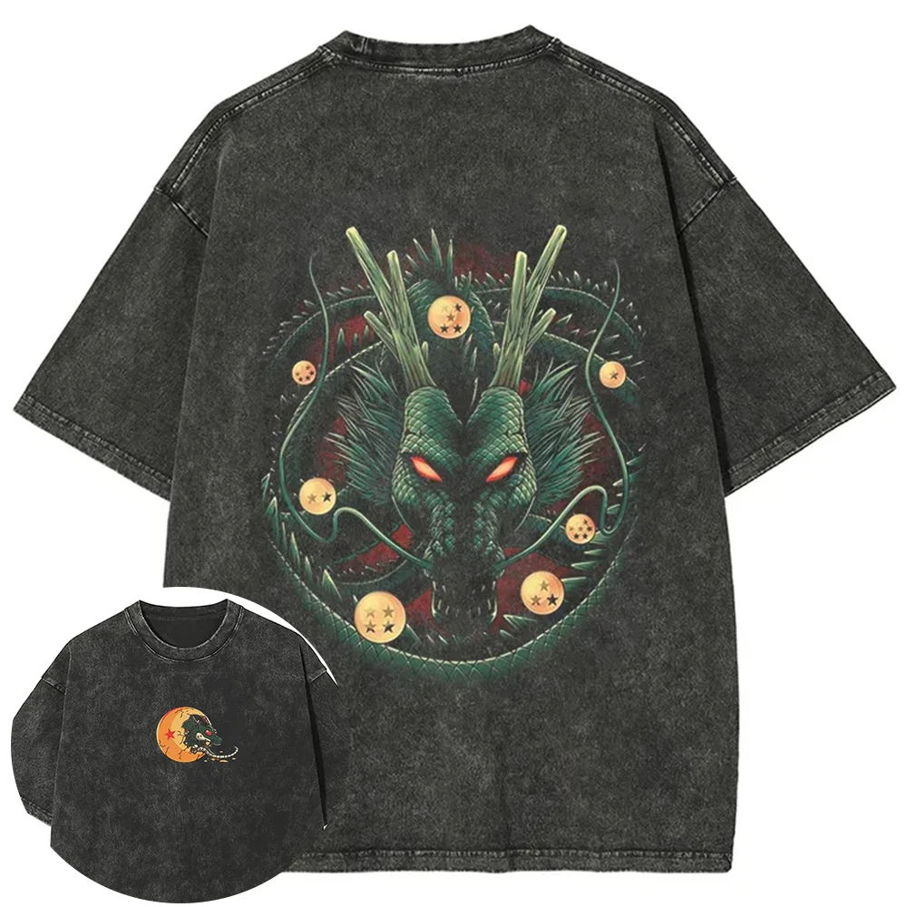 

Official Dragon Ball Black Washed Tee Men's Oversized Vintage Cotton Streetwear Licensed Anime Apparel Cosplay Anime Figure