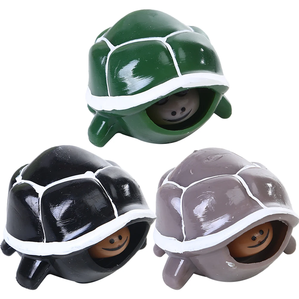 

3pcs Shrink Head Turtle Toys Squeeze Animals Toys Birthday Gift Party Favors For Kids Portable Toy Painted Model Without Buckle