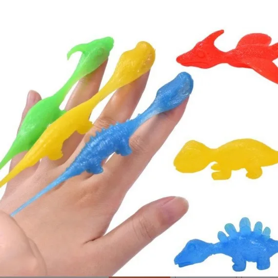 5 pezzi di dinosauro che salta giocattolo divertente dardo da dito tiro piccolo dinosauro decompressione giocattolo in gomma morbida regalo per bambini di famiglia