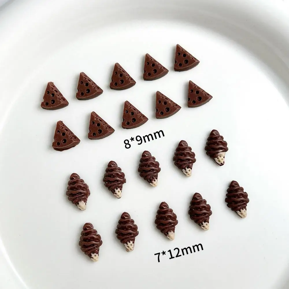 60Pcs Creative Chocolate Ice Cream Resin Nail Art Accessories Simulated Luminous Cheese Coffee Color Series Nail Charms for DIY