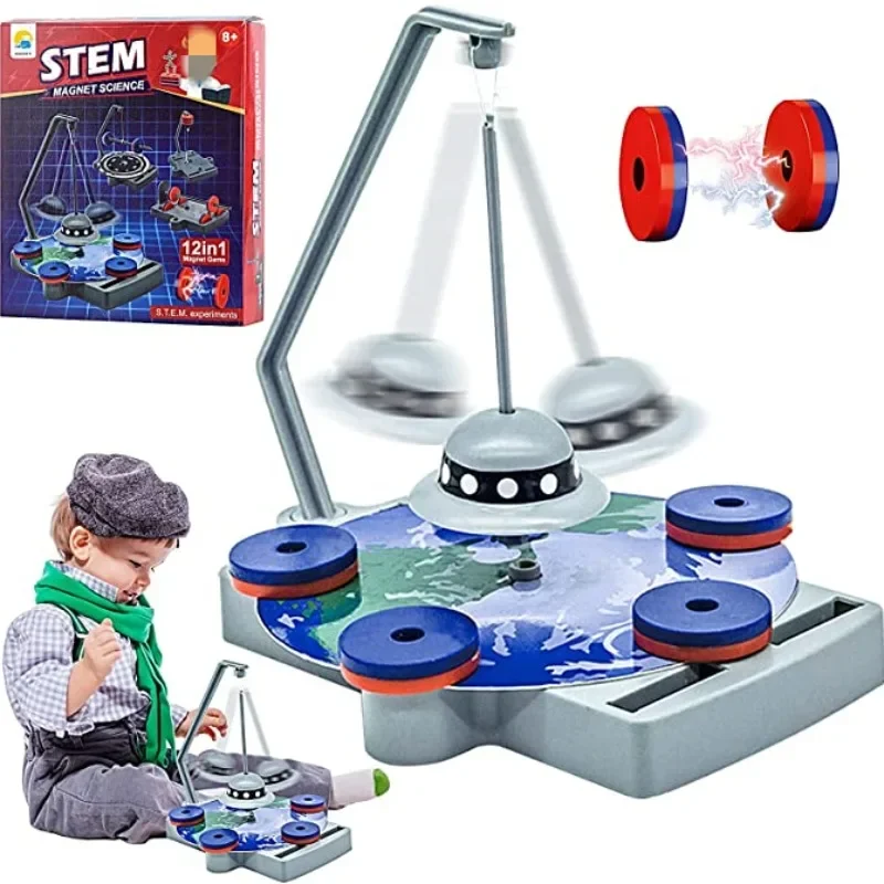 12-in-1magnet Science kit Toys for Kids STEM Magnetic Science Experiments Power The Racer with a Magnet,Levitate a Magnet