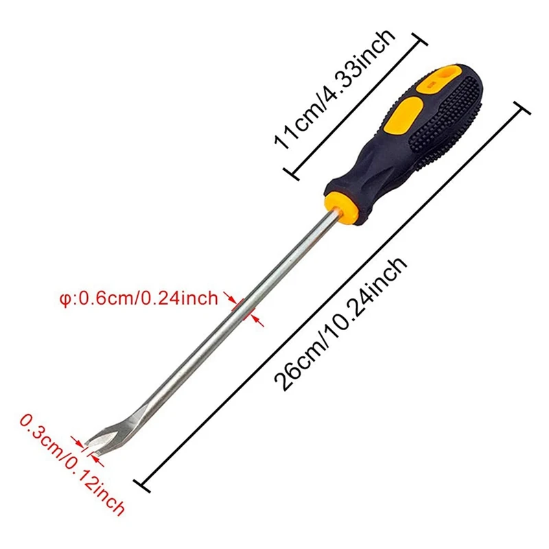 Extractor de clavos de 3Mm, destornillador de punta en U, remache de uñas, elevador de tachuelas, extractor de grapas, herramienta removedora,