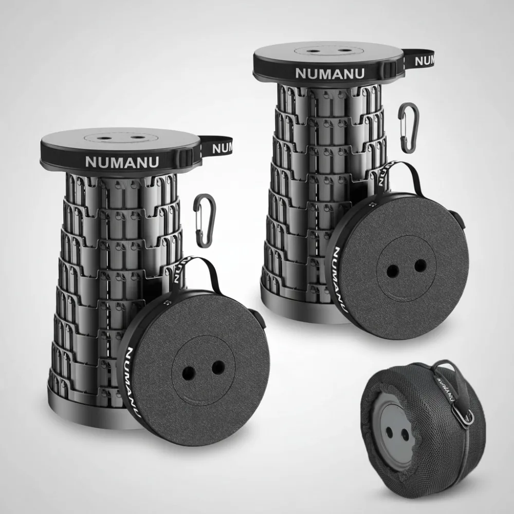 

2025 Upgraded Collapsible Stool 2-Pack, 620lbs Capacity, 18"H Adjustable Portable Folding Seat for Camping & Outdoor