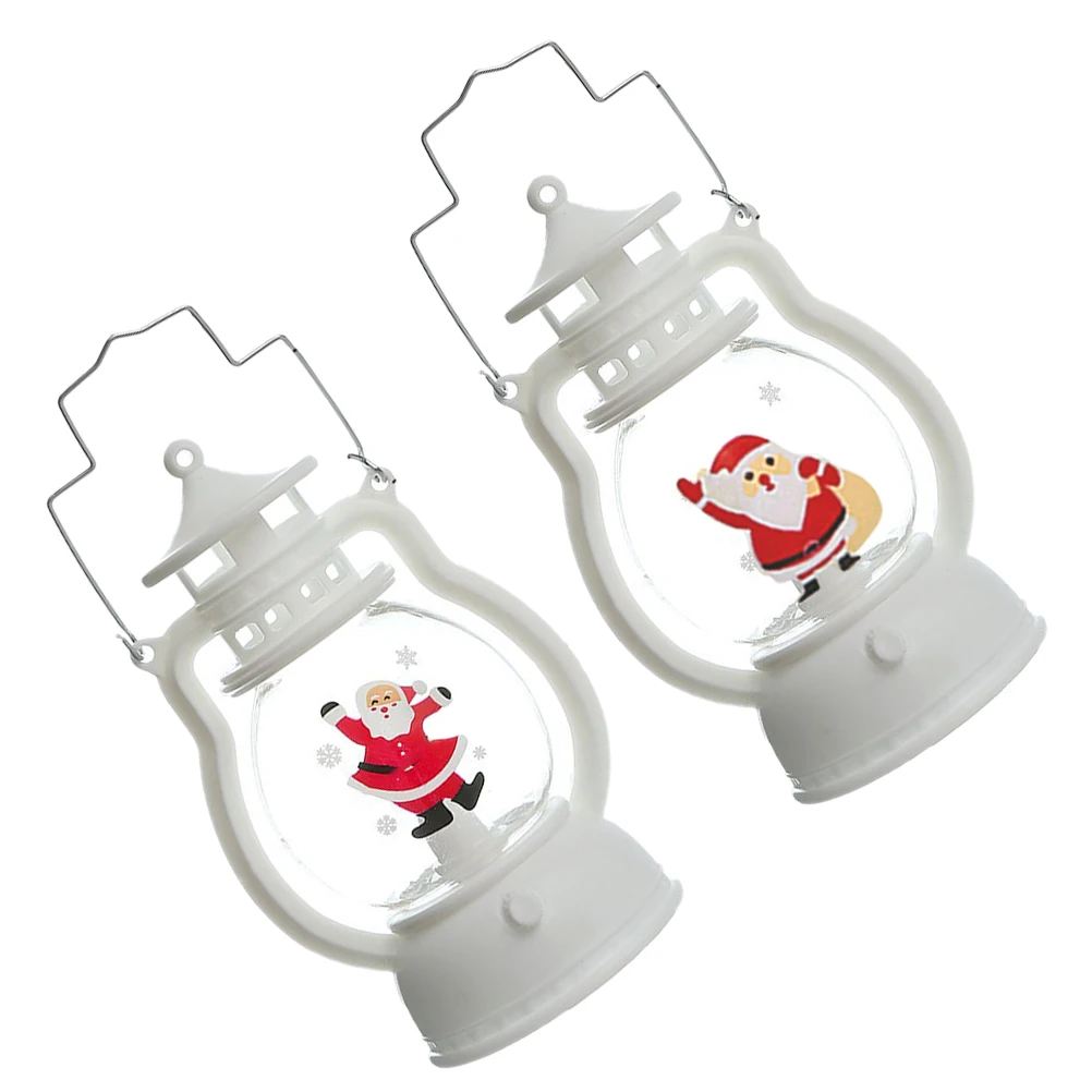 2 قطعة فانوس عيد الميلاد Led الديكور عيد الميلاد مصباح للزينة فانوس معلق للمنزل داخلي حفلة البلاستيك ضوء دافئ #5