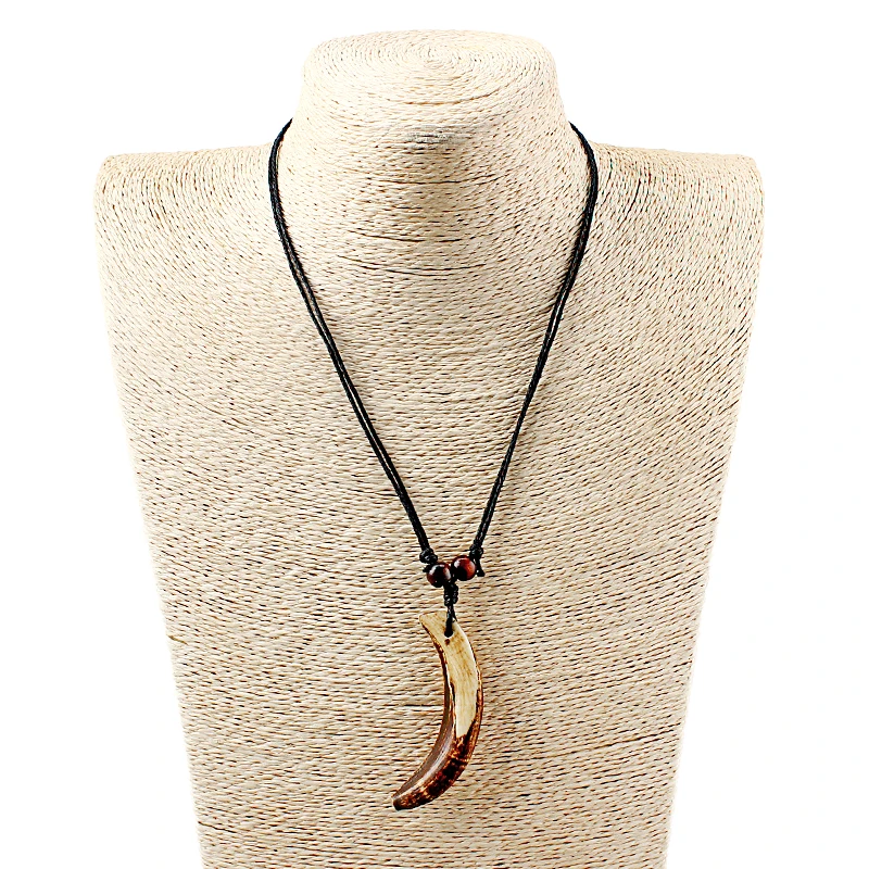 12pcs/lot Ethnic Amulet Real Ornaments Tooth Pendant Necklace Fashion Animal Tooth Necklaces Trend Jewelry Choker Wholesale