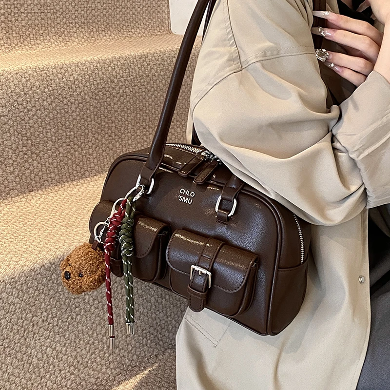 

Retro Faion oulder Bag Women's Commuter Handbag Sli Boston Bag Single Strap Zipper Closure Casual Leisure Handbag