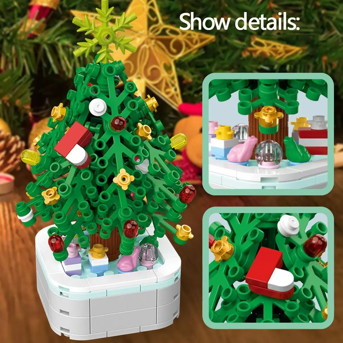 Ensemble de nuits de construction d'arbre de Noël bricolage, kit de jouets de construction créatifs, cadeaux de Noël, garçons, filles, enfants, adultes, 211 pièces