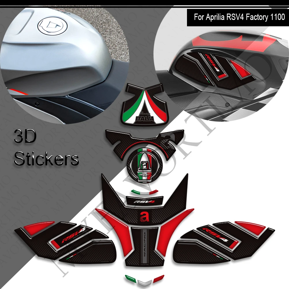 

Motorcycle For Aprilia RSV4 Factory 1100 Tank Pad Cap Tank Pad Grips Gas Fuel Kit Knee Fairing Fender Stickers Decals Protector
