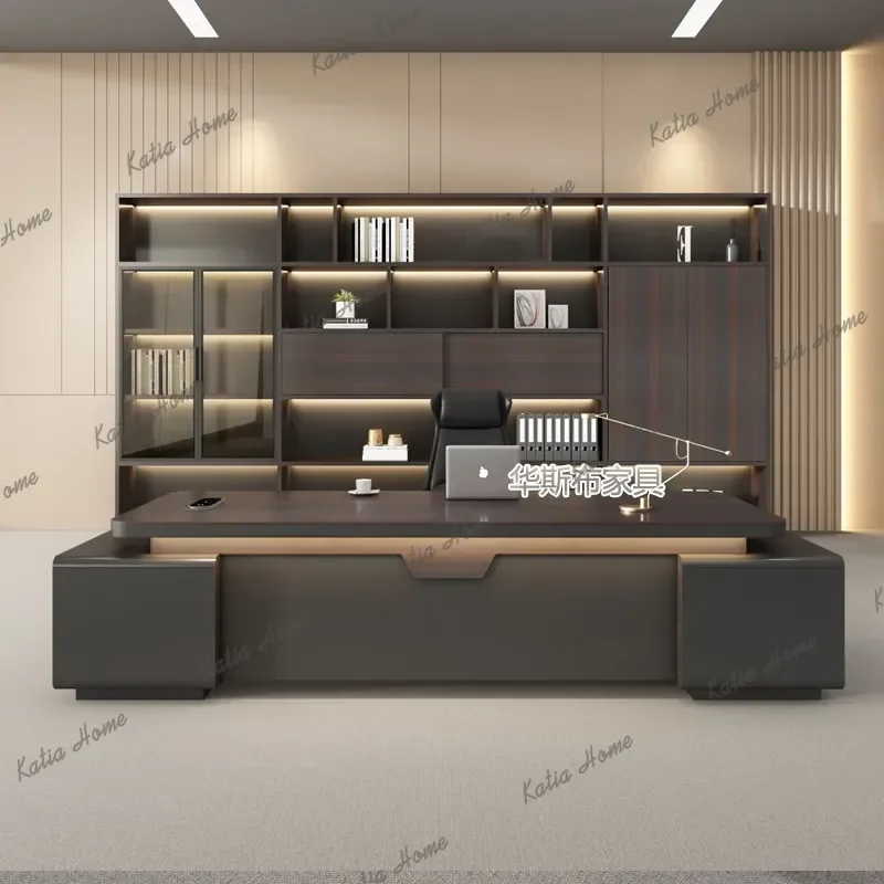 FG Luxury Solid Wood Multilayer Executive Desk 2.4m Modern CEO Office Desk High-End Large Boss Desk for Chairman Office furnitur