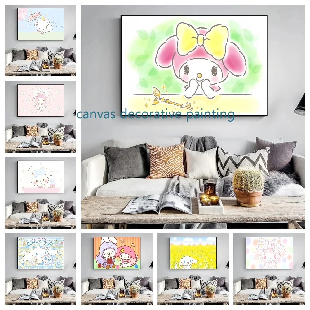 Cartoon Sanrio Hello Kitty My Melody Poster Home Decor Room Decoration Digital Painting Living Room Restaurant Kitchen Picture