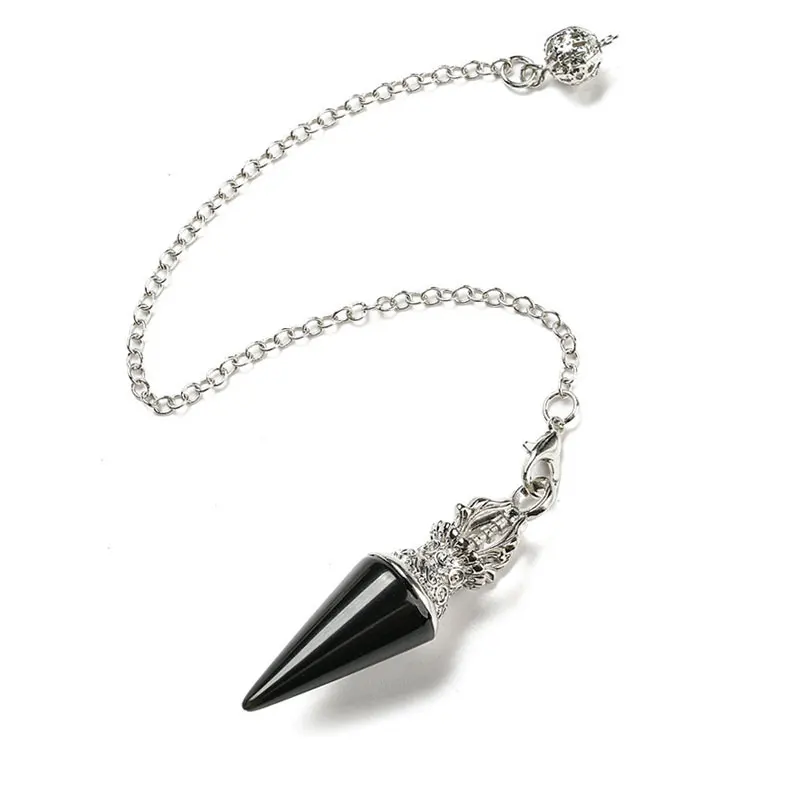 Reiki – pendule en cristal d'obsidienne noire pour hommes, pendentif en pierre précieuse naturelle, raconter la Fortune, outils spirituels X339