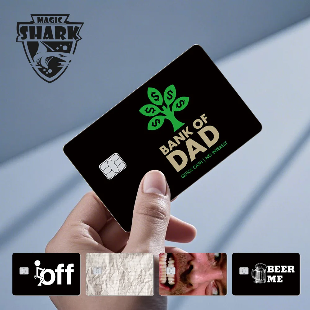 Magic Shark Funny Football Money Meme Skull Shopping 3M Waterproof Skin Sticker Film Skin for Debit Metro Credit Card Front Side