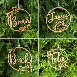 Personalized name CHRISTMAS ornaments，Wooden Christmas balls, Christmas tree pendants, Christmas gifts，Snowflake Santa Claus