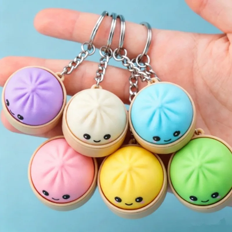 1~5 Stück Knödel-Fidget-Tastatur-Schlüsselanhänger, 3D-gedruckt, niedlich, Anti-Stress-Fidget-Clicker-Schlüsselring, Weihnachts- und Neujahrsgeschenke für Paare – Detail 1