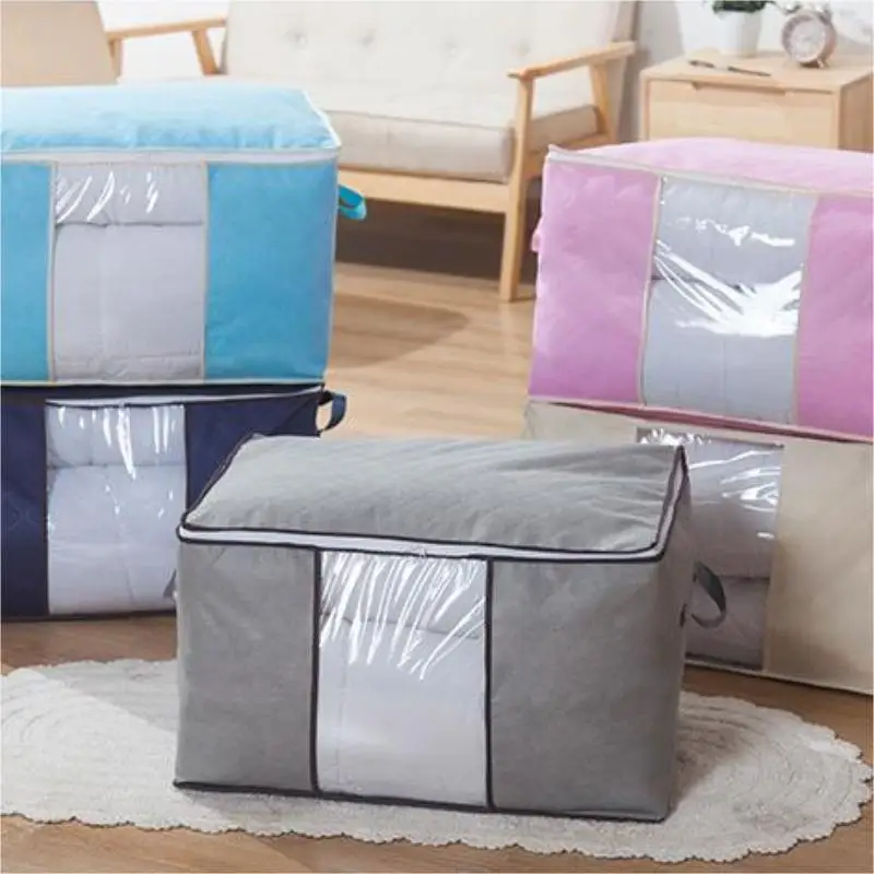 90L Large Storage Bags,Bins Foldable Closet Organizer Storage Containers with Durable Handles Thick Fabric for Clothing, Blanket