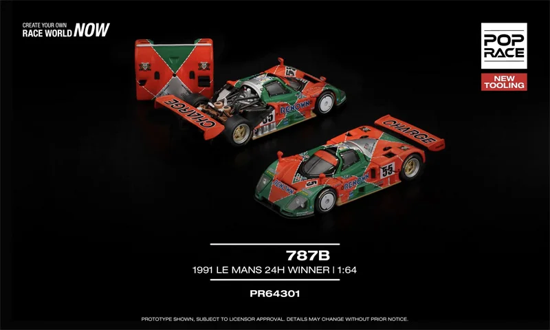 

Pop Race 1:64 787B 1991 LeMans 24hrs Winner Renown orange green Diecast Collector's Vehicle Model Car