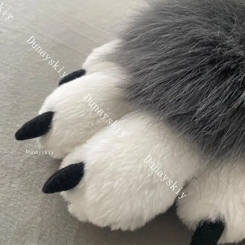 Guantes con forma de pata de Animal peluda de felpa para niña, guantes con garras para uñas de gato, traje de Cosplay con pata de gato, manopla esponjosa con pata de oso de Anime