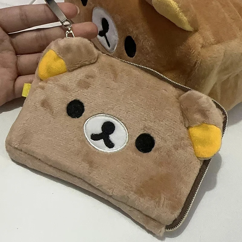 2025 جديد Kawaii Rilakkuma محفظة شفافة محيطية أنيمي تحت عنوان حافظة بطاقات ومفتاح حافظة التخزين المنظم فتاة هدية عيد ميلاد