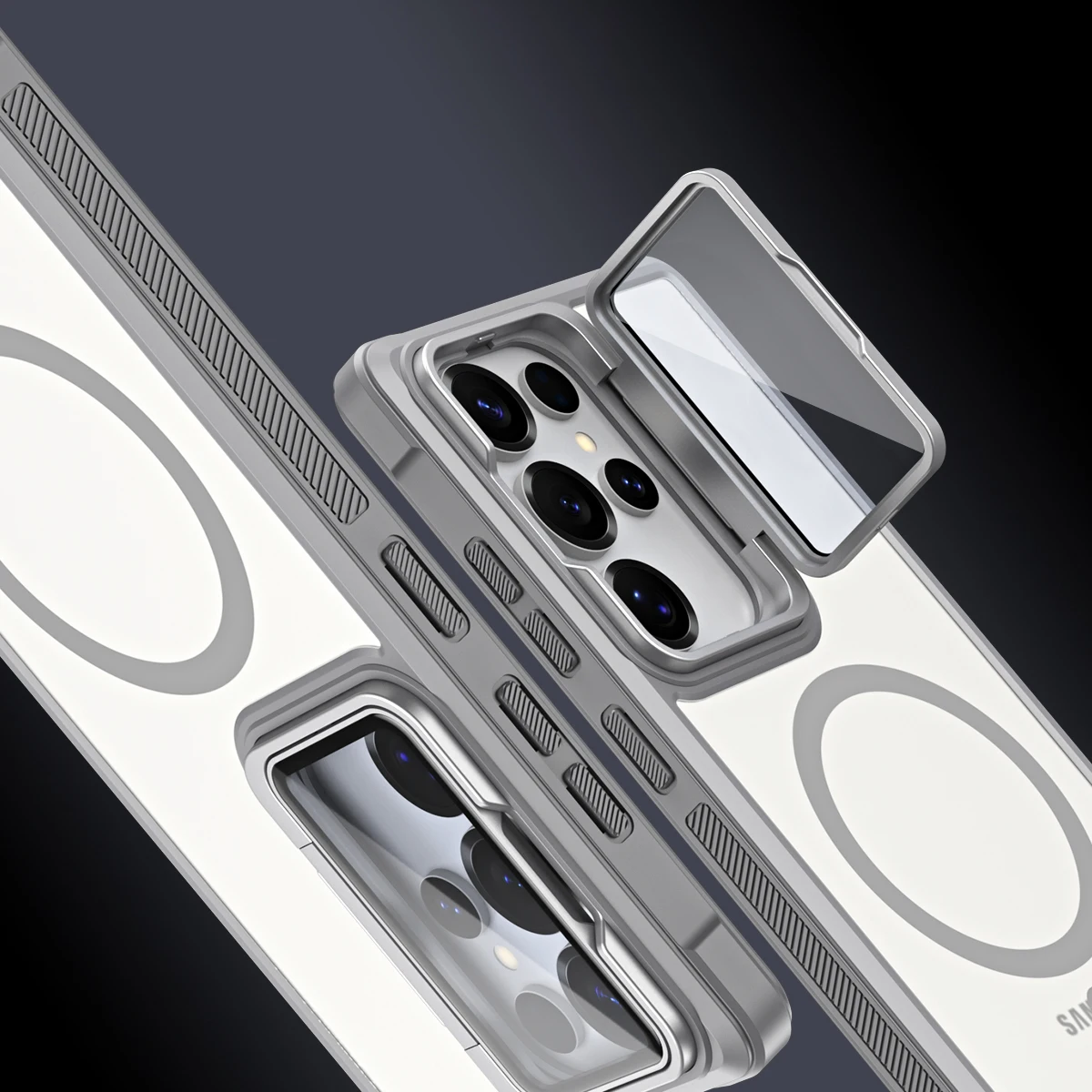 Matte Acryl Kamera Ständer Magnetische Telefon Fall Für Samsung Galaxy S25 S24 S23 S21 Plus Ultra FE Für Magsafe Harte rückseitige Abdeckung