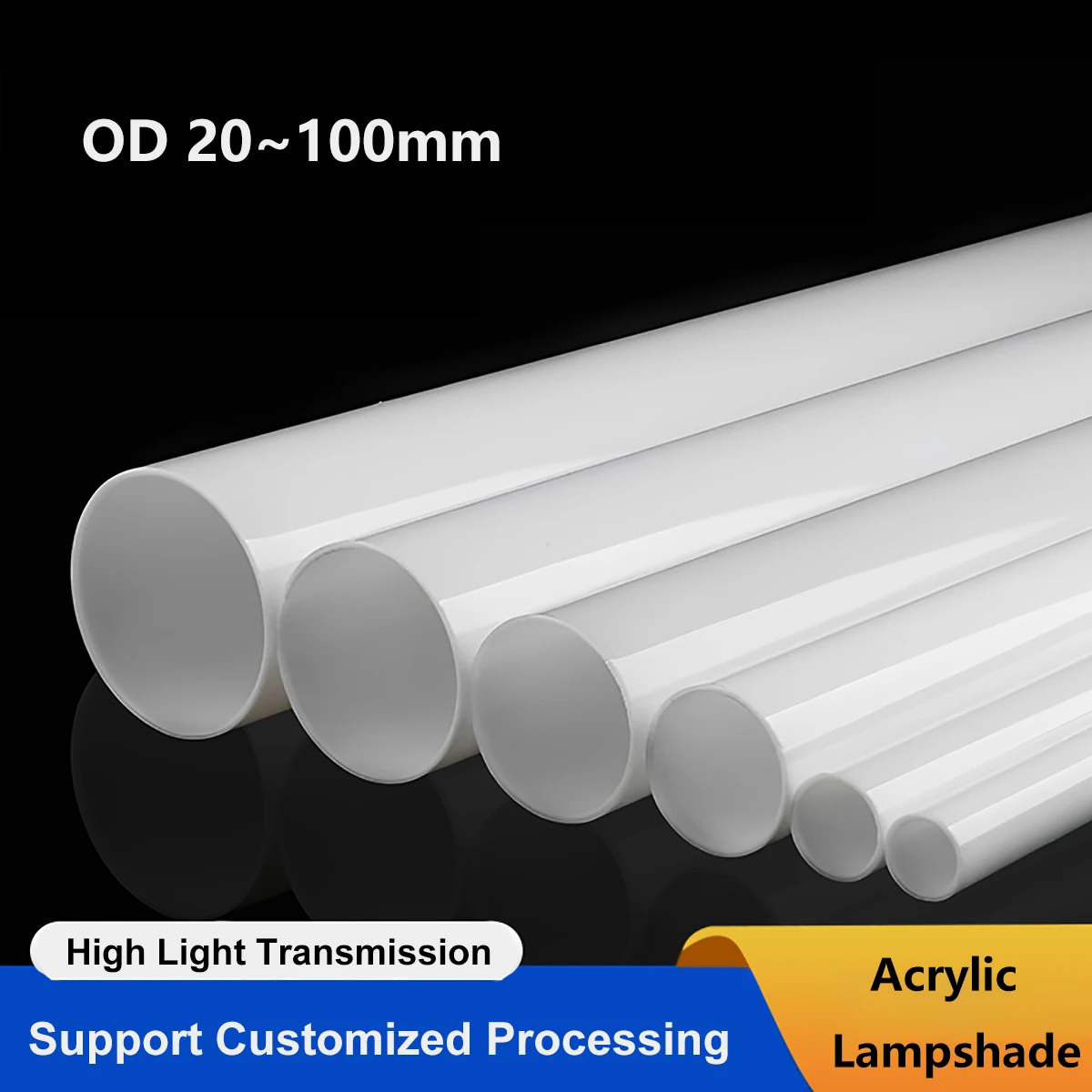 

OD 20~100mm White Acrylic Tube Aquarium Fish Tank Supplies water Pipe Home Garden Lampshade Holder Case High Light Transmission