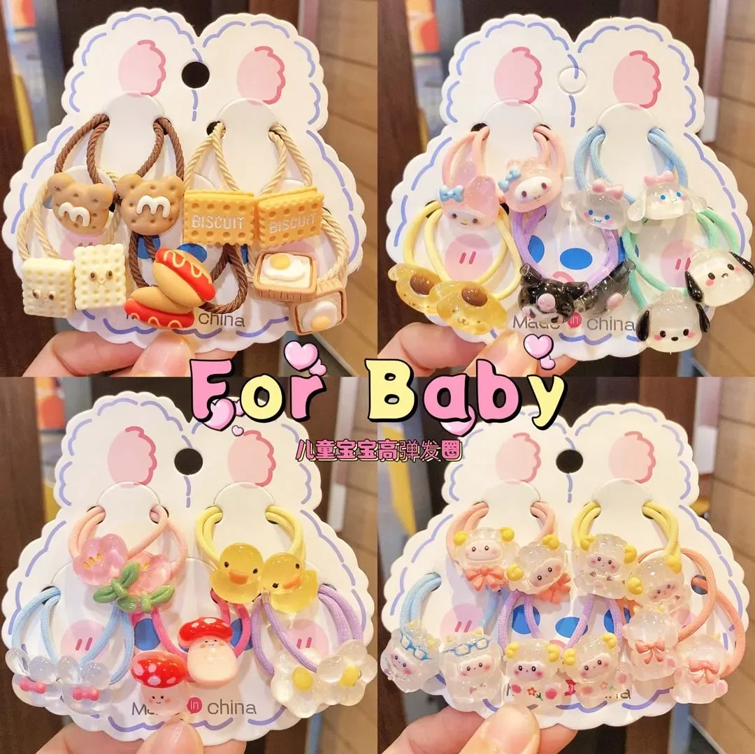 10pcs Cute Sanrio Acrylic Hair Ties Cinnamoroll Kawaii Fashion Hair Styles Hair Ropes Accessories for Girls Women Gifts Headwear