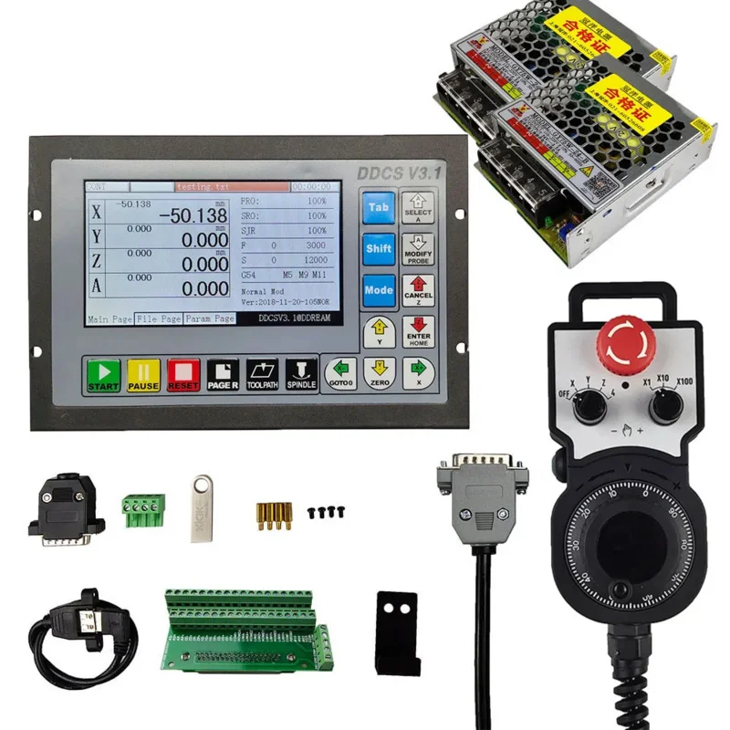 Special Offer DDCSV3.1 3/4 500KHz G-Code Offline CNC Controller  4 Axis Emergency Stop Electronic Handwheel MPG  75W24V DC