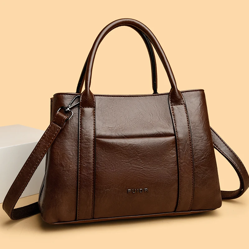 

Simple Large Capacity Tote Bags for Women Retro Pu Leather Ladies Shoulder Bag Commuter Portable Girls Student Underarm Handbag