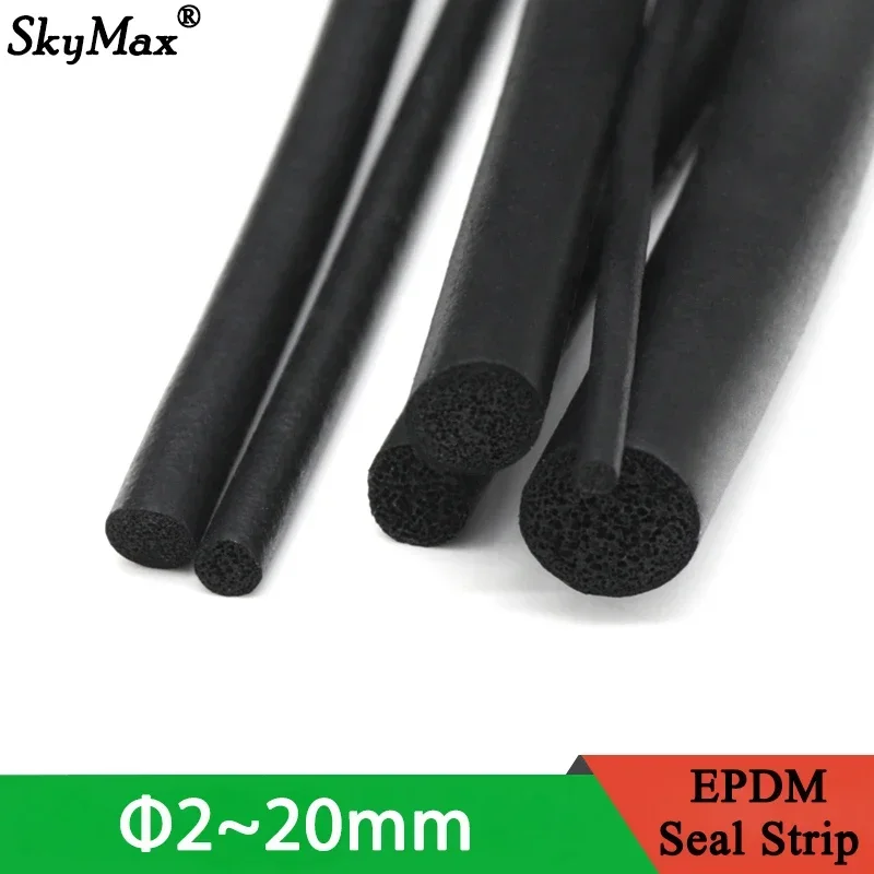 2/5M 3/4/5/6/7/8/9/10/12/14/16/18/20mm EPDM O Type Round Sealing  Strip Sound Proofing Dustproof Foamed Rubber Seal Strip