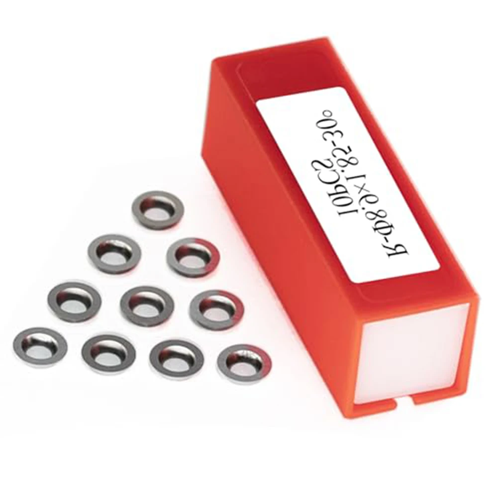 

Wood lathe tools 10 pieces carbide round blades 8 9 millimeter diameter 1 85 thickness 30 degree cutting angle inserts