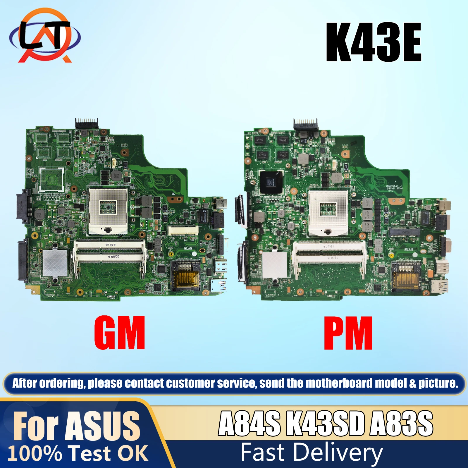 K43E/K4SD Laptop Motherboard For ASUS A43S A84S A83S Notebook Mainboard With I3-2350M CPU GT610M/V2G full test 100% work