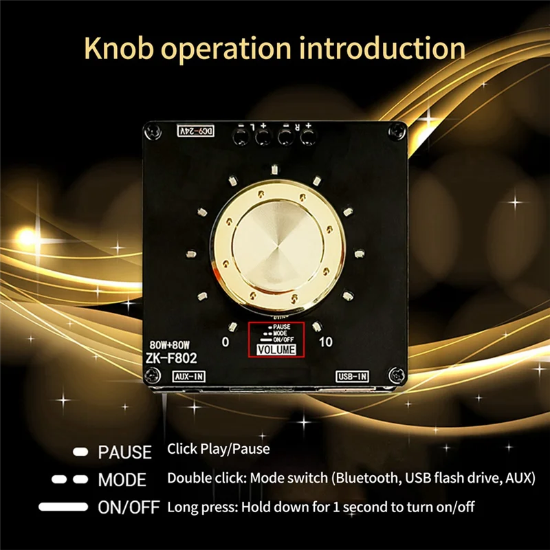 Y43A-ZK-F802 5.1 Bluetooth 80W 2.0 Channel Power Amplifier Board Parts With Short Circuit Protection For Sound Box