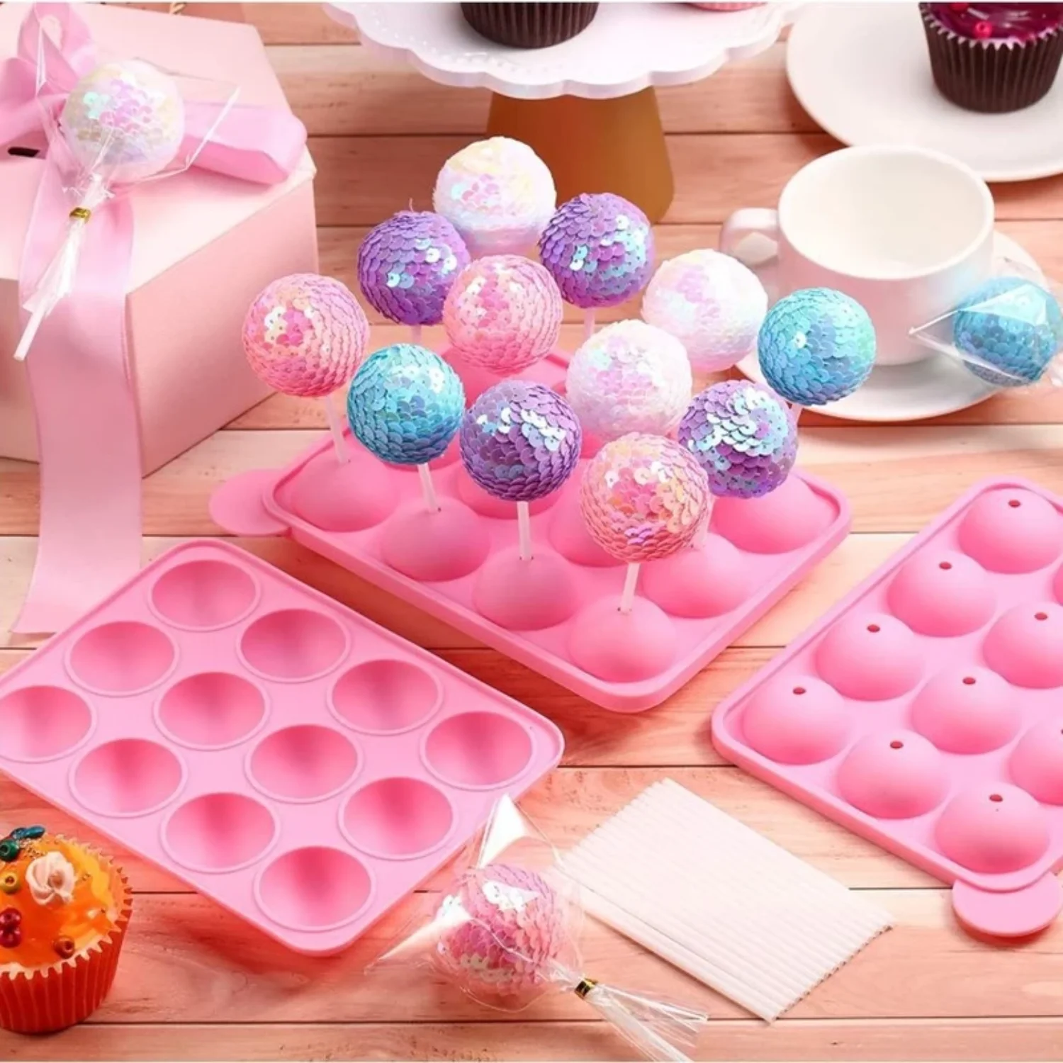 20 /12 Holes Lollipop Mold Cake Pops Mold Chocolate Candy Silicone Mold  Lollipop Maker Tool Cake Baking Mold Moule A Gateaux