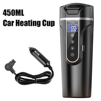 12V/24V Electric Kettle Car Heating Cup Stainless Steel LCD Display Heat Preservation Portable Water Warmer Bottle 450ML