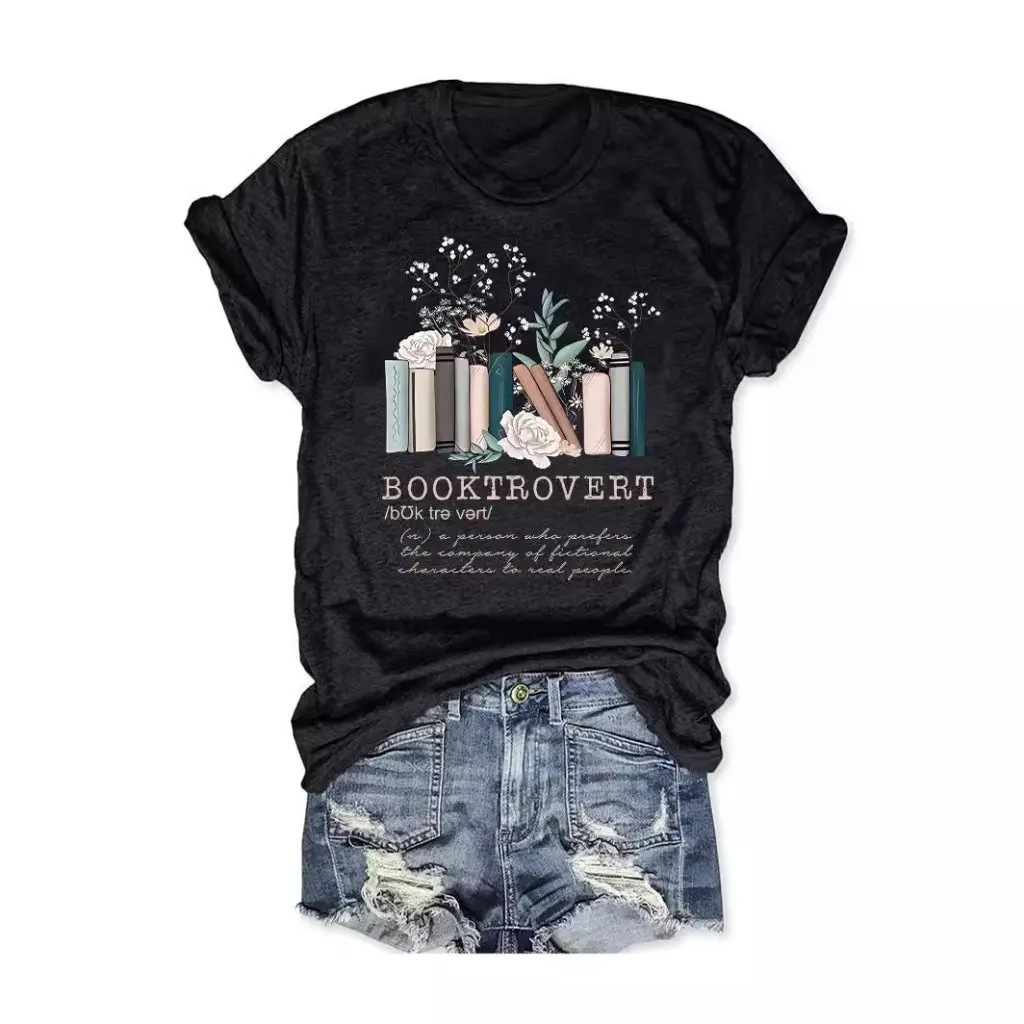 

Summer Women's round Neck Short Sleeve T-shirt European American Style Pattern Print Casual Fashion Top for Women