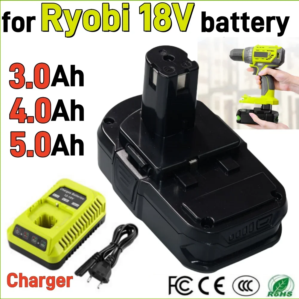 

100% New 18V 3.0Ah 4.0Ah 5.0Ah For Ryobi RB18L50 Lithium-ion Replacement Battery for Ryobi RB18L25 RB18L15 P108 P102 P103