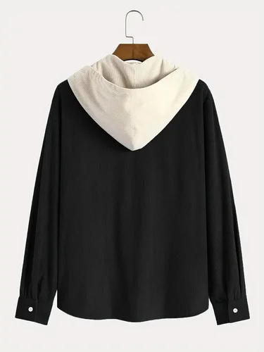 Imagen 2 del producto La nueva tendencia de moda de 2025 chaqueta con capucha de pana de primavera y otoño es cómoda e informal para desplazamientos diarios para hombres.