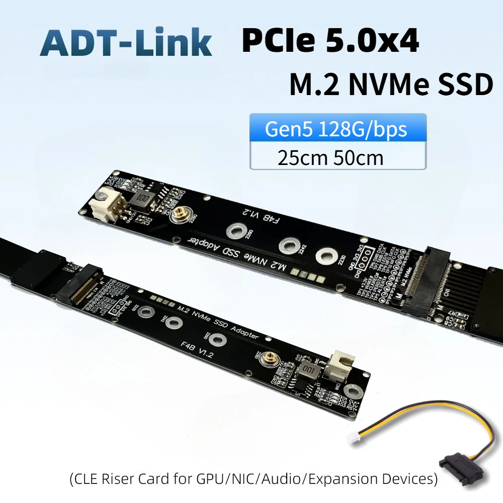 25cm-50cm-for-m2-nvme-ssd-ffc-extension-cable-ssd-riser-card-gen5-for-m2-nvme-key-m-to-pci-express-50-x4-pcie-f44sf-f44ab-cord