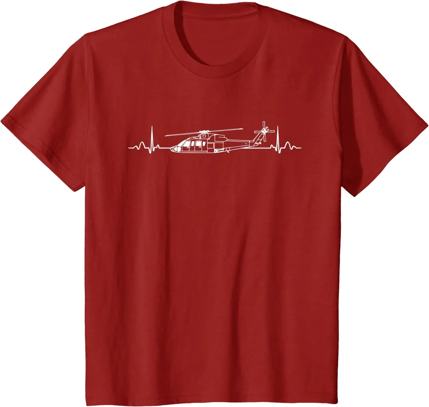 Sikorsky S-76 Helicopter Heartbeat Men T-Shirt Summer Short Sleeve Casual 100% Cotton O-Neck TShirt