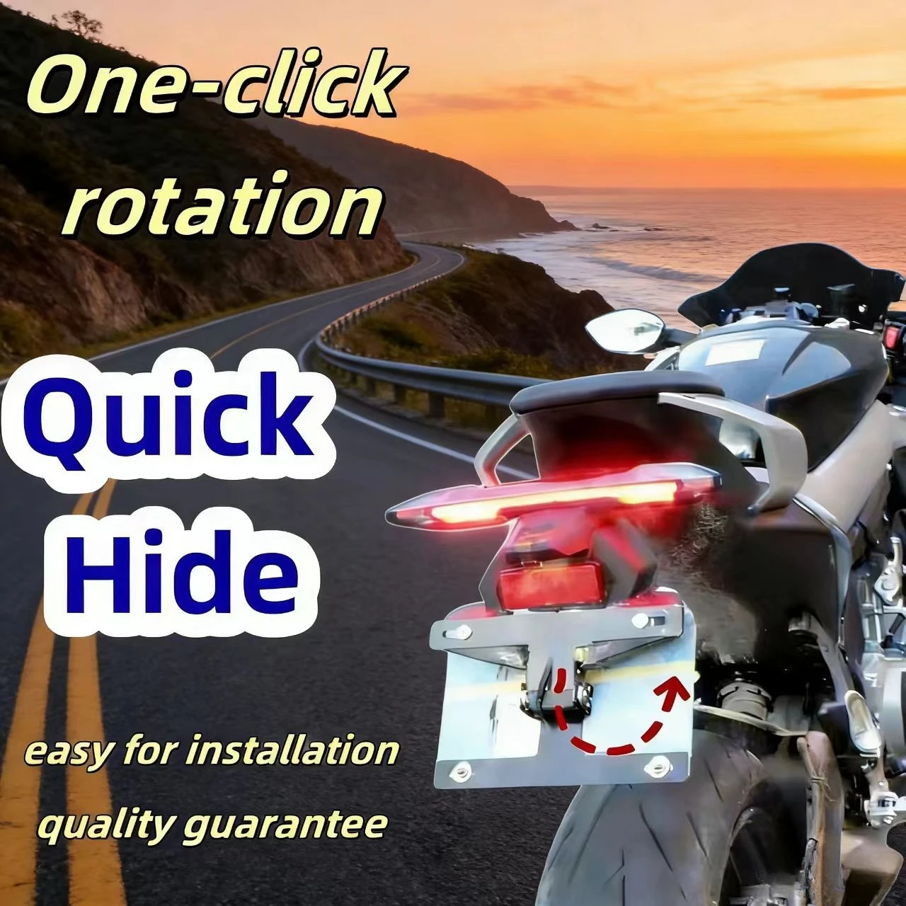 

For kawasaki ZX-4R License Plate Premium Adjustable License Plate Button Switch Effortless Contro License Plate Bracket Frame