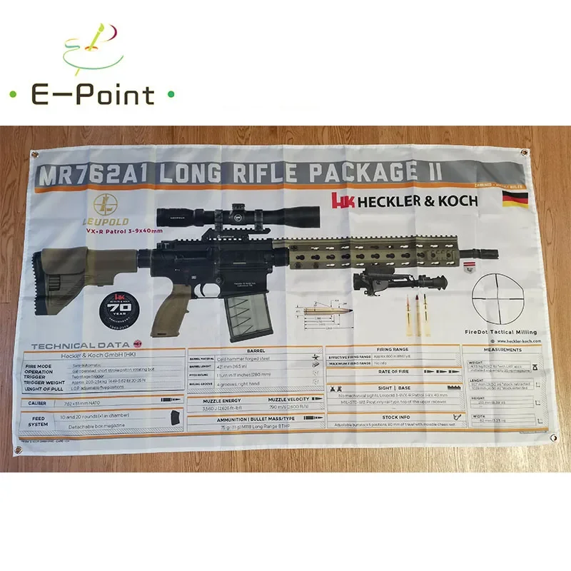 

Heckler & Koch Gun HK MR762 LP Flag 3ft*5ft (90*150cm) Size Christmas Decorations for Home Flag Banner Indoor Outdoor Decor M110