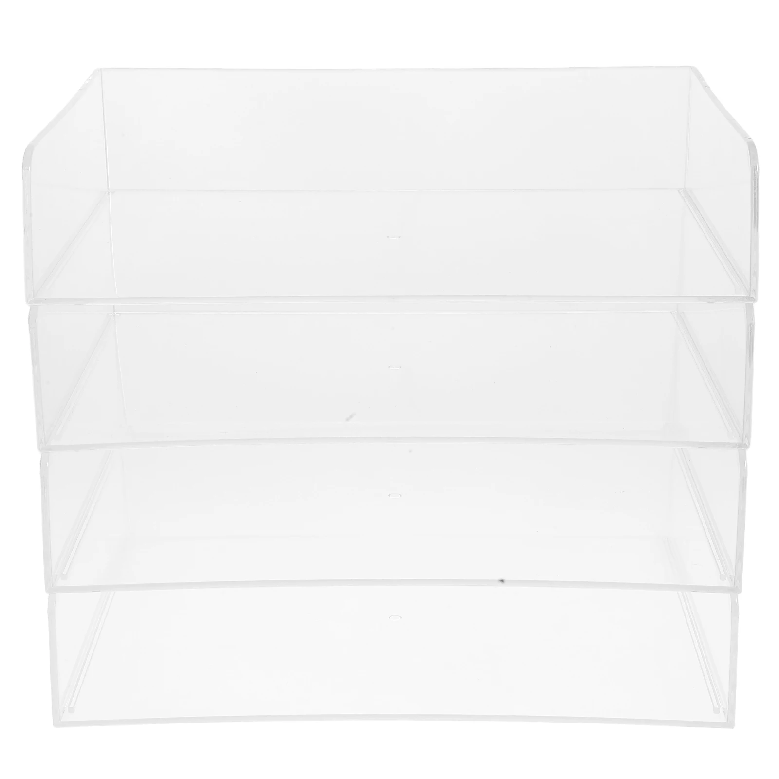 4 Layers Acrylic Office Storage Box Transparent Desktop Organizer File Tray Stackable Paper Trays Document Holder Large Capacity