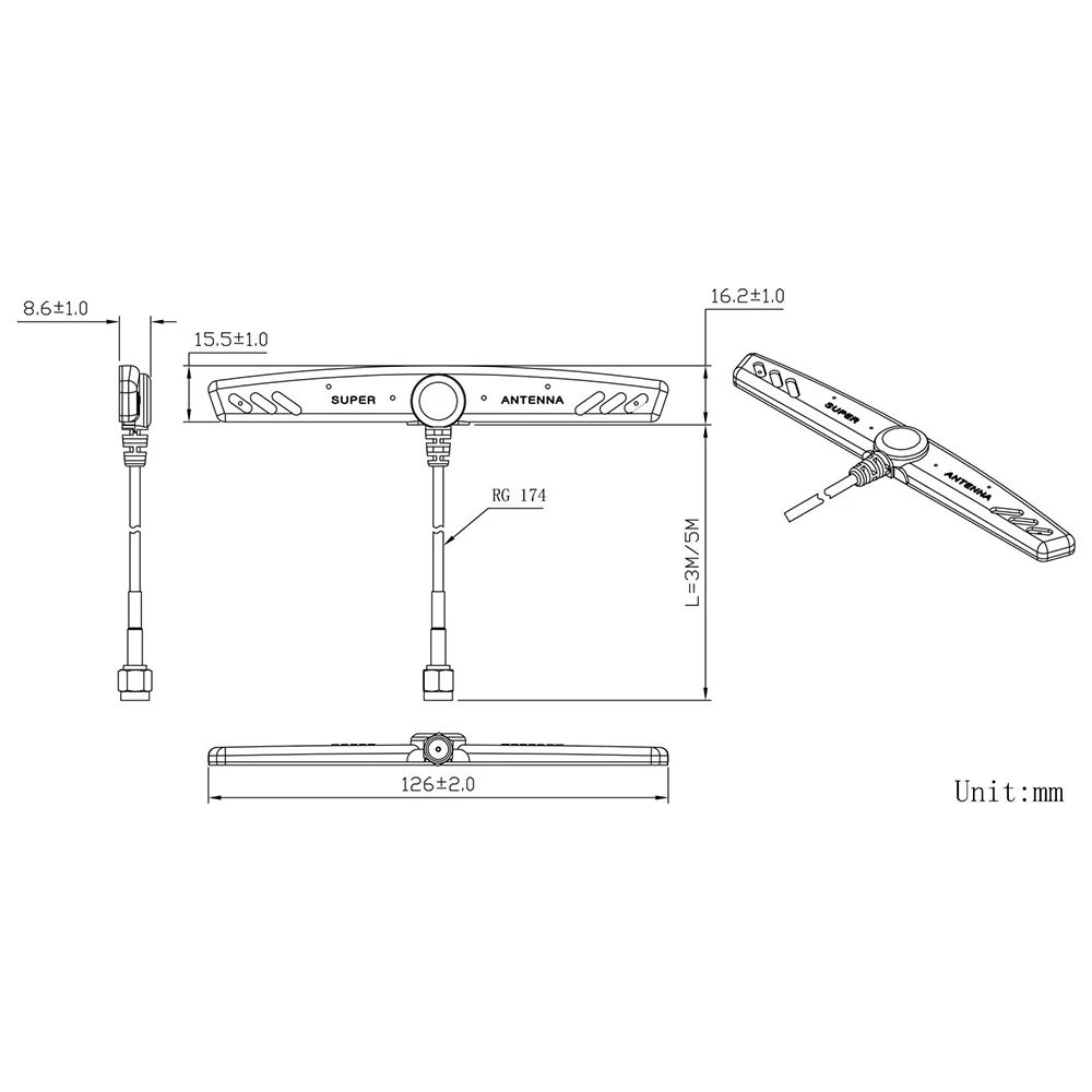 Antenne T-Bar arina 868 mhz, 868 m, antenne plate Tecgsm étanche, 1 pièce